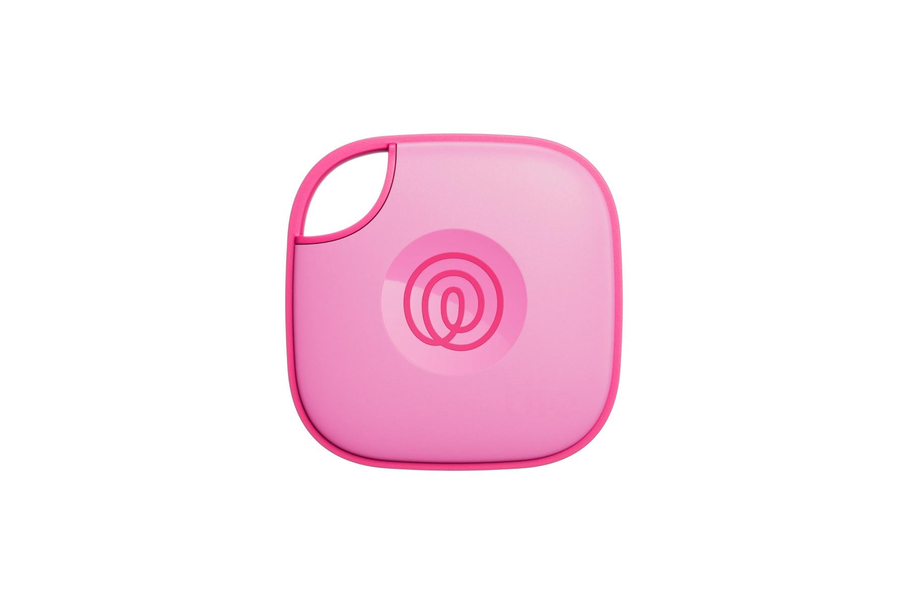 A front-facing image of a Life360 Tile - Pink Punch