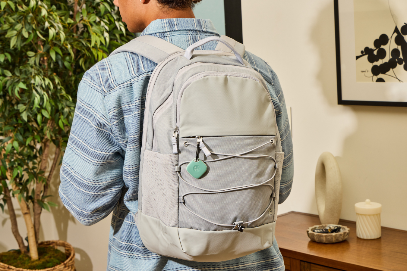 Image of Tile - Seaglass on gray backpack