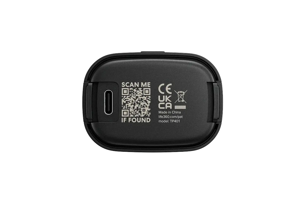 Image of back of Black GPS Tracker