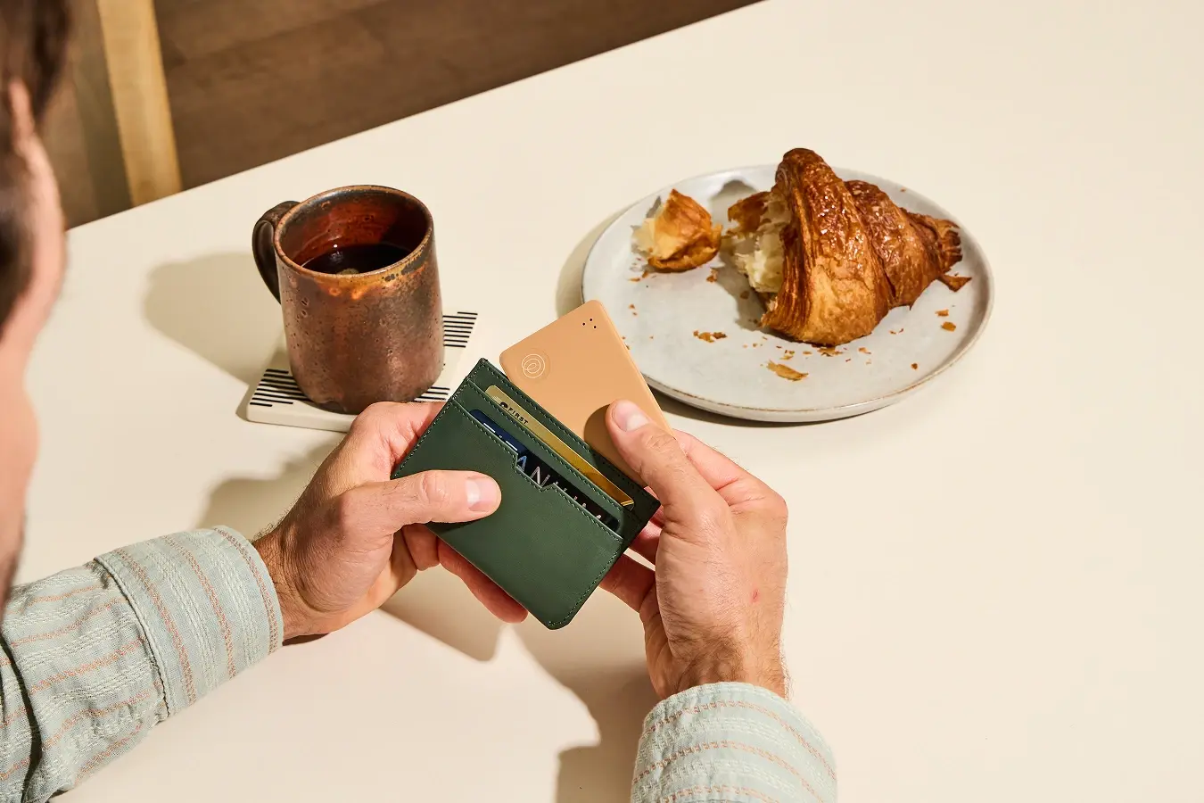 Image of Tile Slim - Clay in green wallet