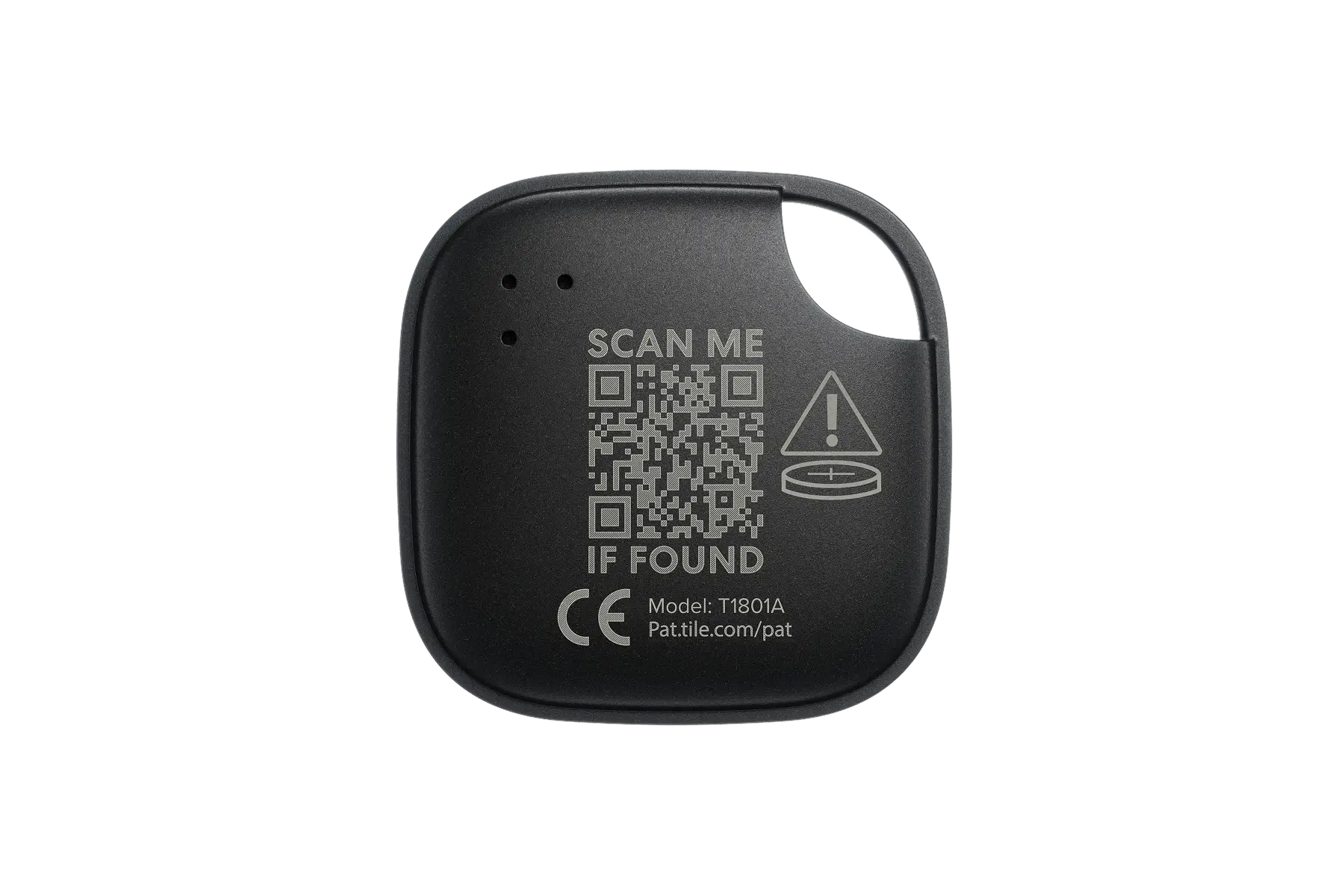 A back-facing image of a Life360 Tile - Black