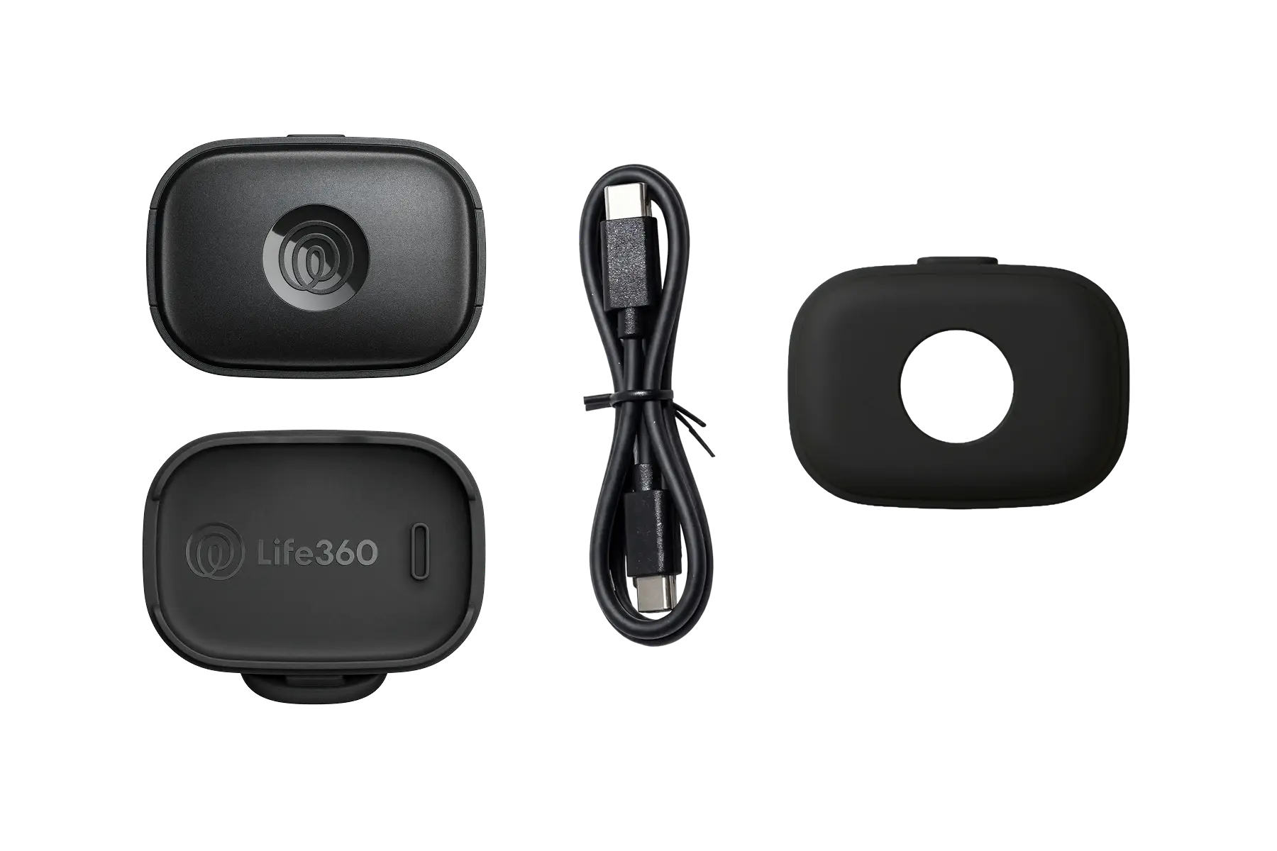 Image of Black Life360 Pet GPS, Adventure Sleeve, USB-C cord and Collar Mount