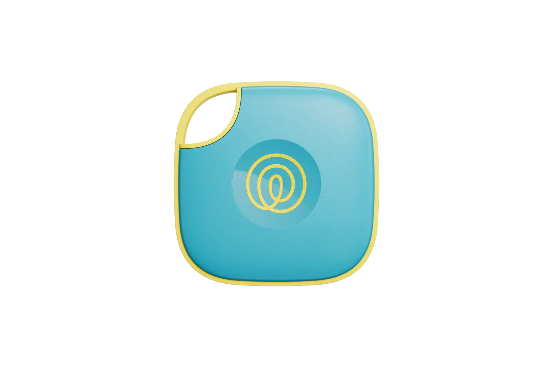 A front-facing image of a Life360 Tile - Aqua Lemon