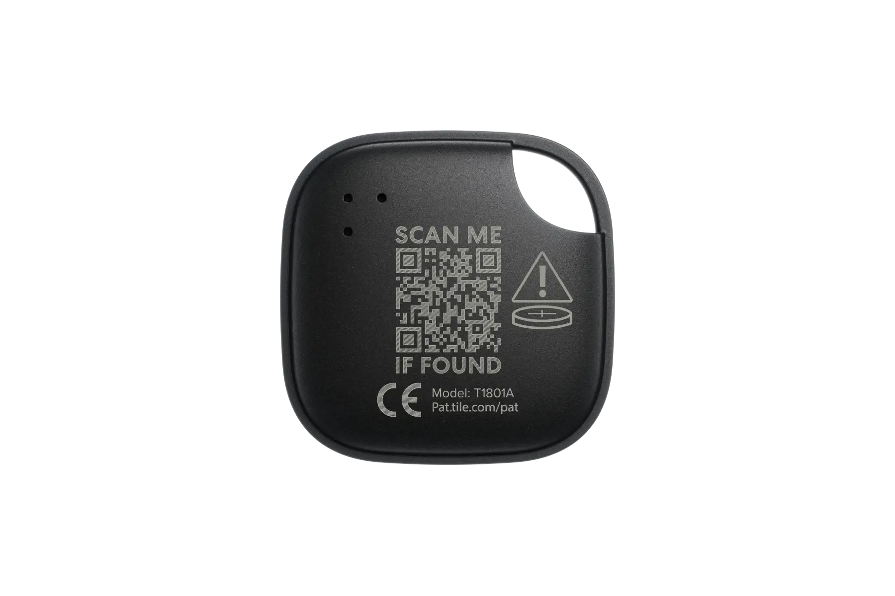 A back-facing image of a Life360 Tile - Black