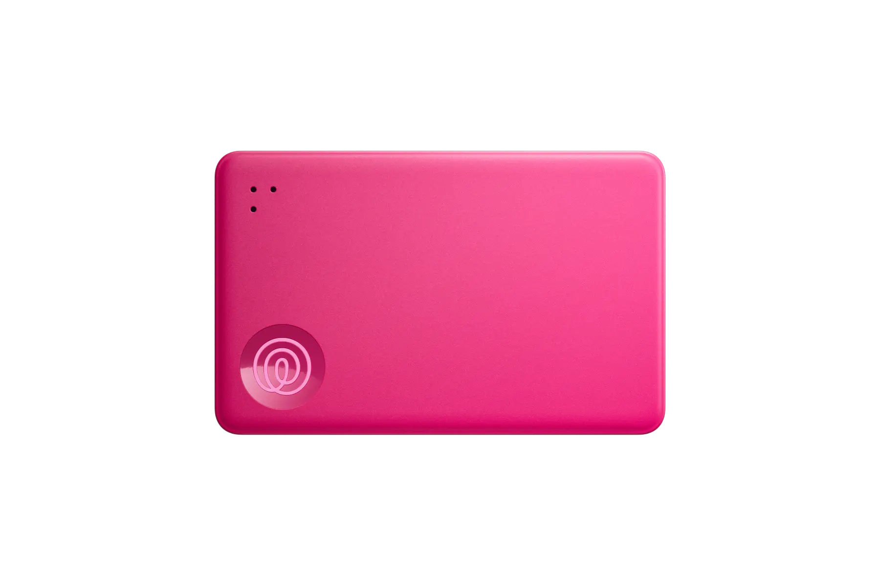 A front-facing image of a Life360 Tile Slim - Pink Punch