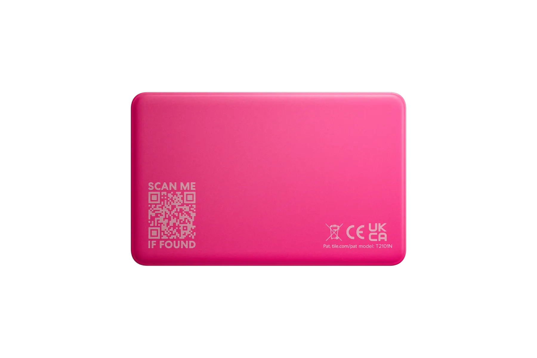 A back-facing image of a Life360 Tile Slim - Pink Punch