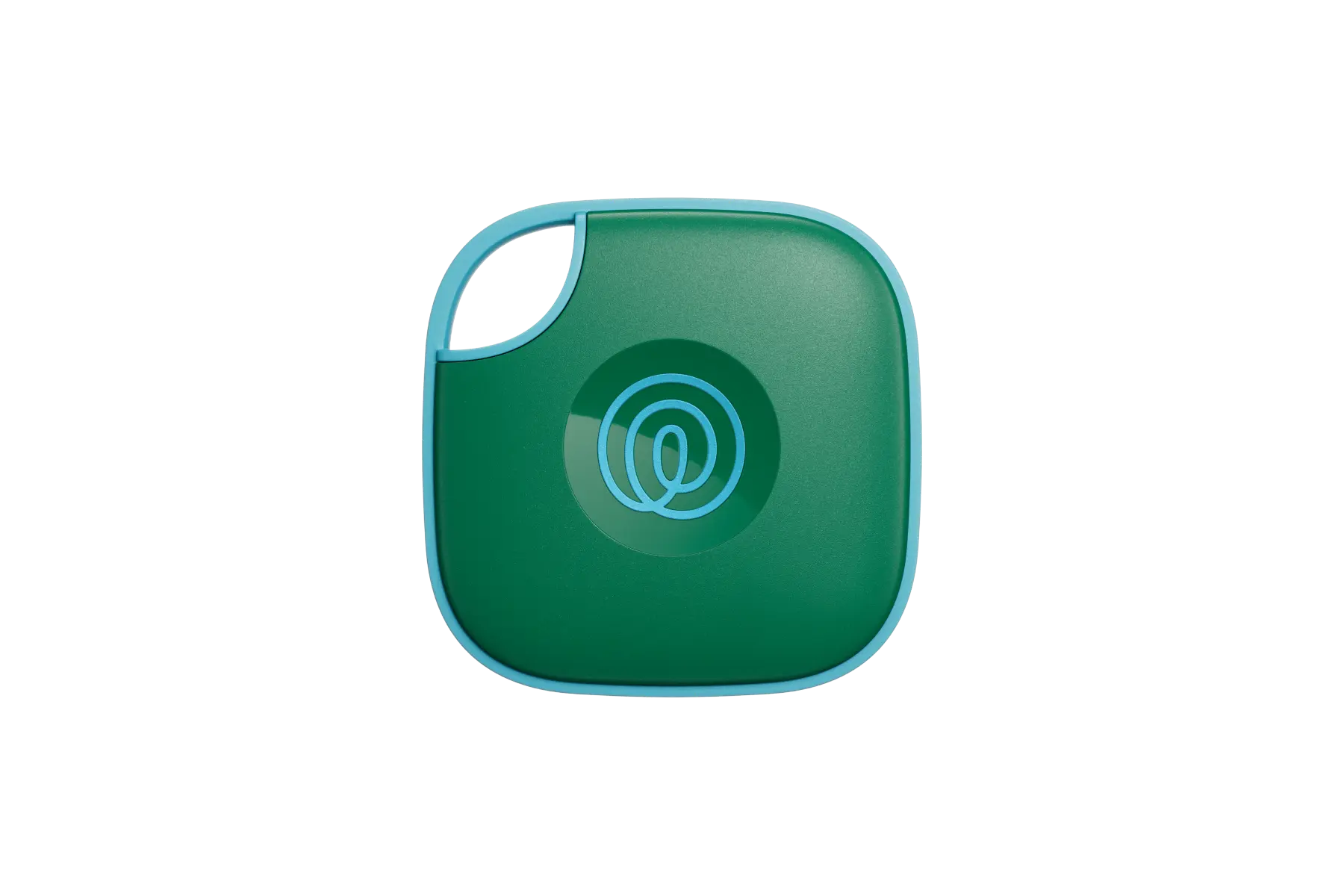 A front-facing image of a Life360 Tile - Green Surf