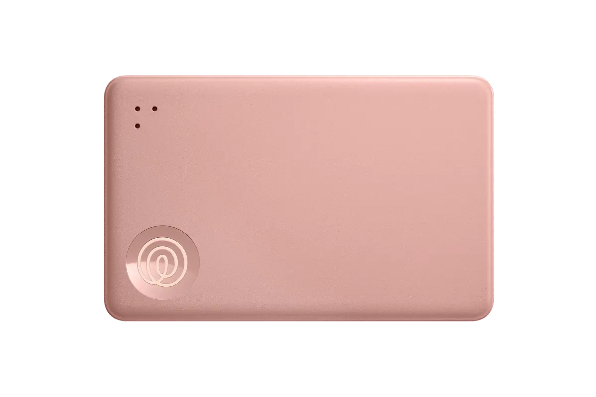 A front-facing image of a Life360 Tile Slim - Blush