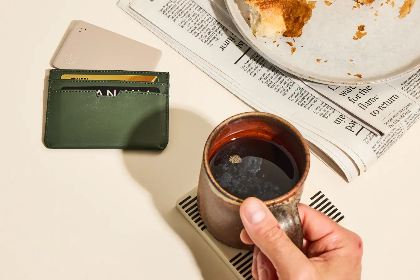 Image of Tile Slim - Slate in green wallet