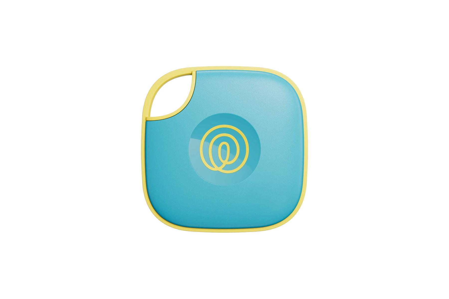 A front-facing image of a Life360 Tile - Aqua Lemon