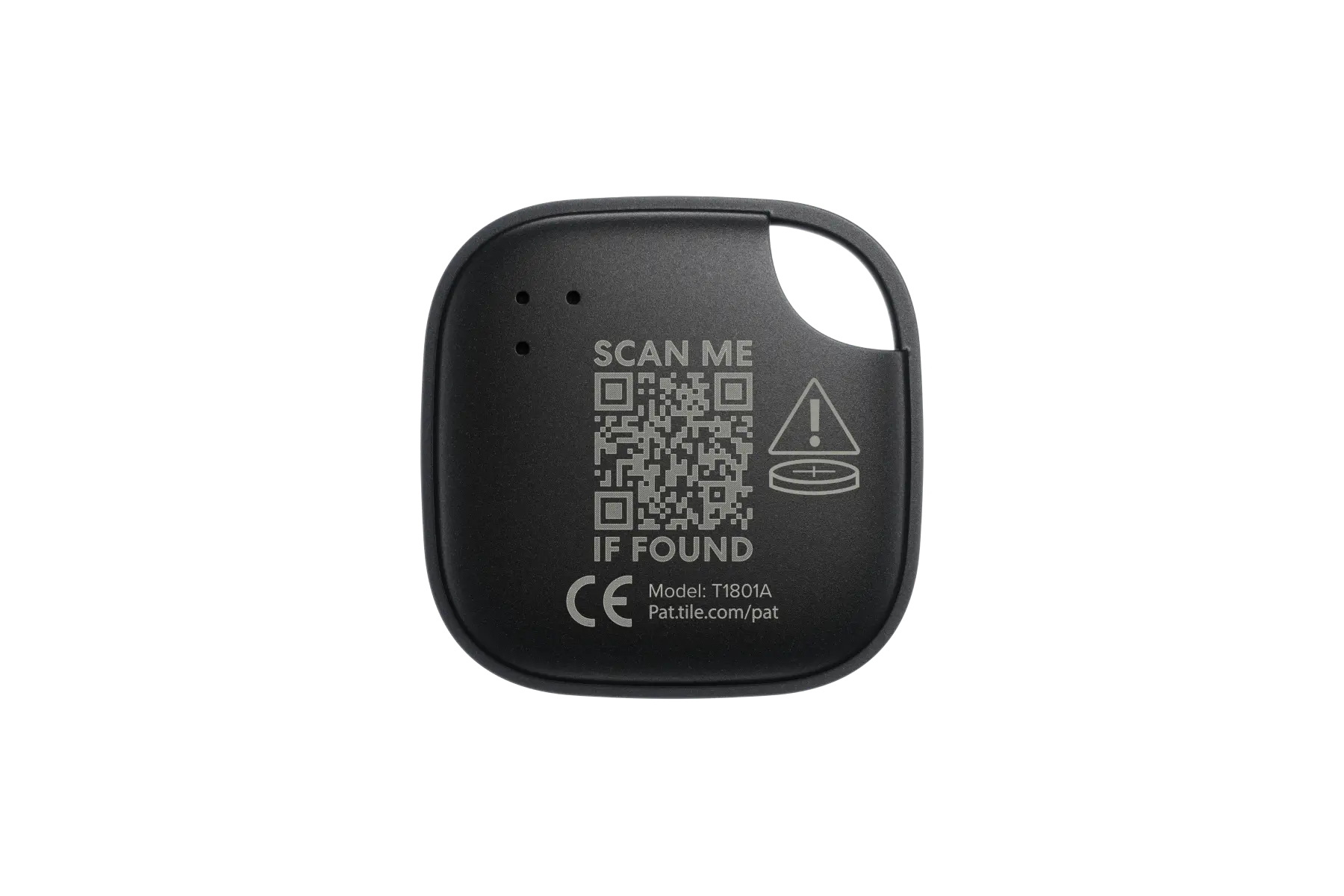 A back-facing image of a Life360 Tile - Black