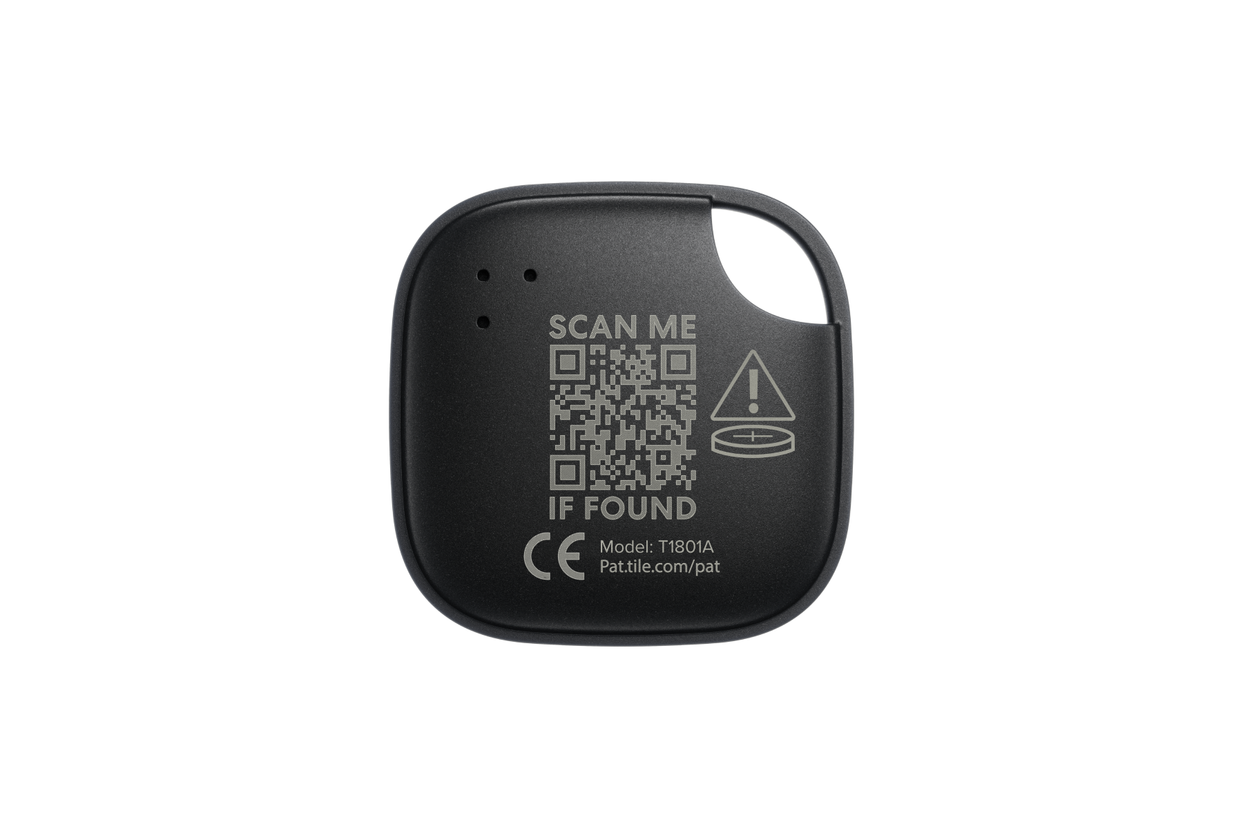 A back-facing image of a Life360 Tile - Black
