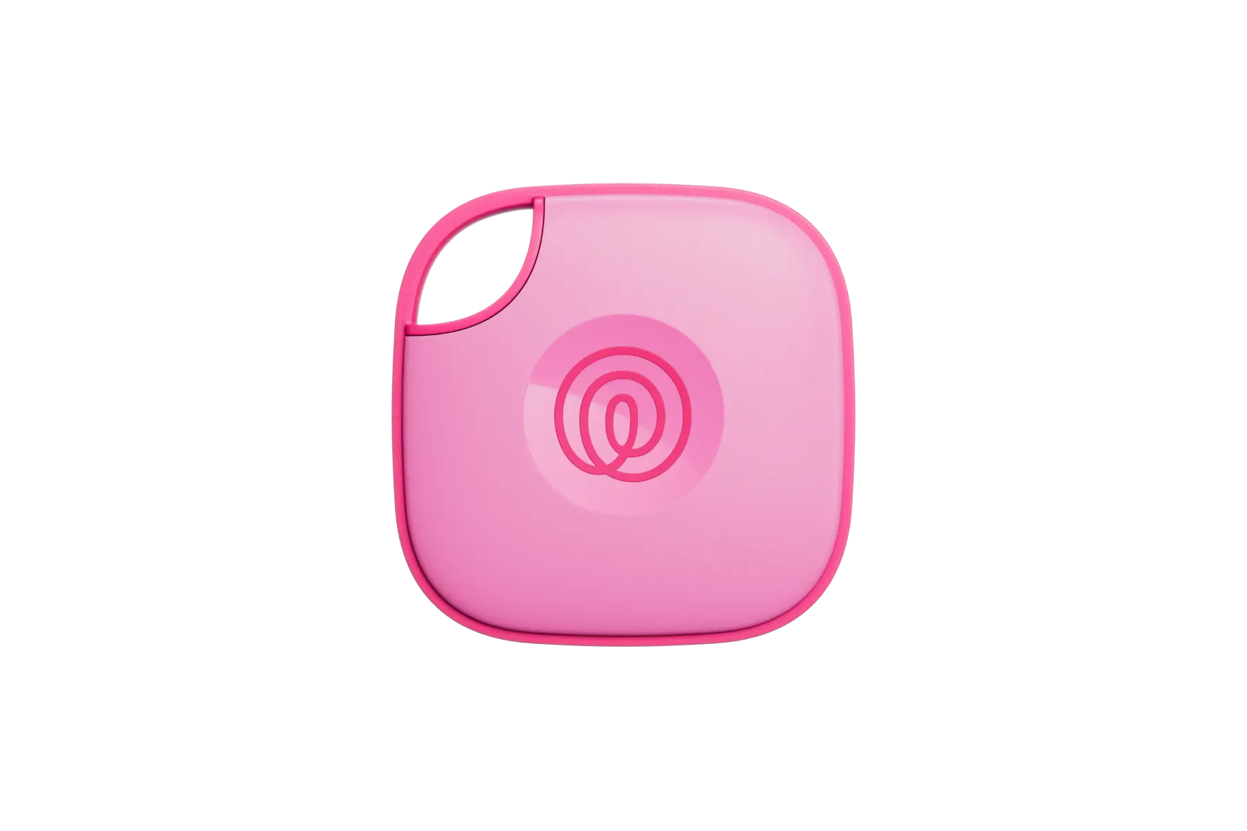 A front-facing image of a Life360 Tile - Pink Punch