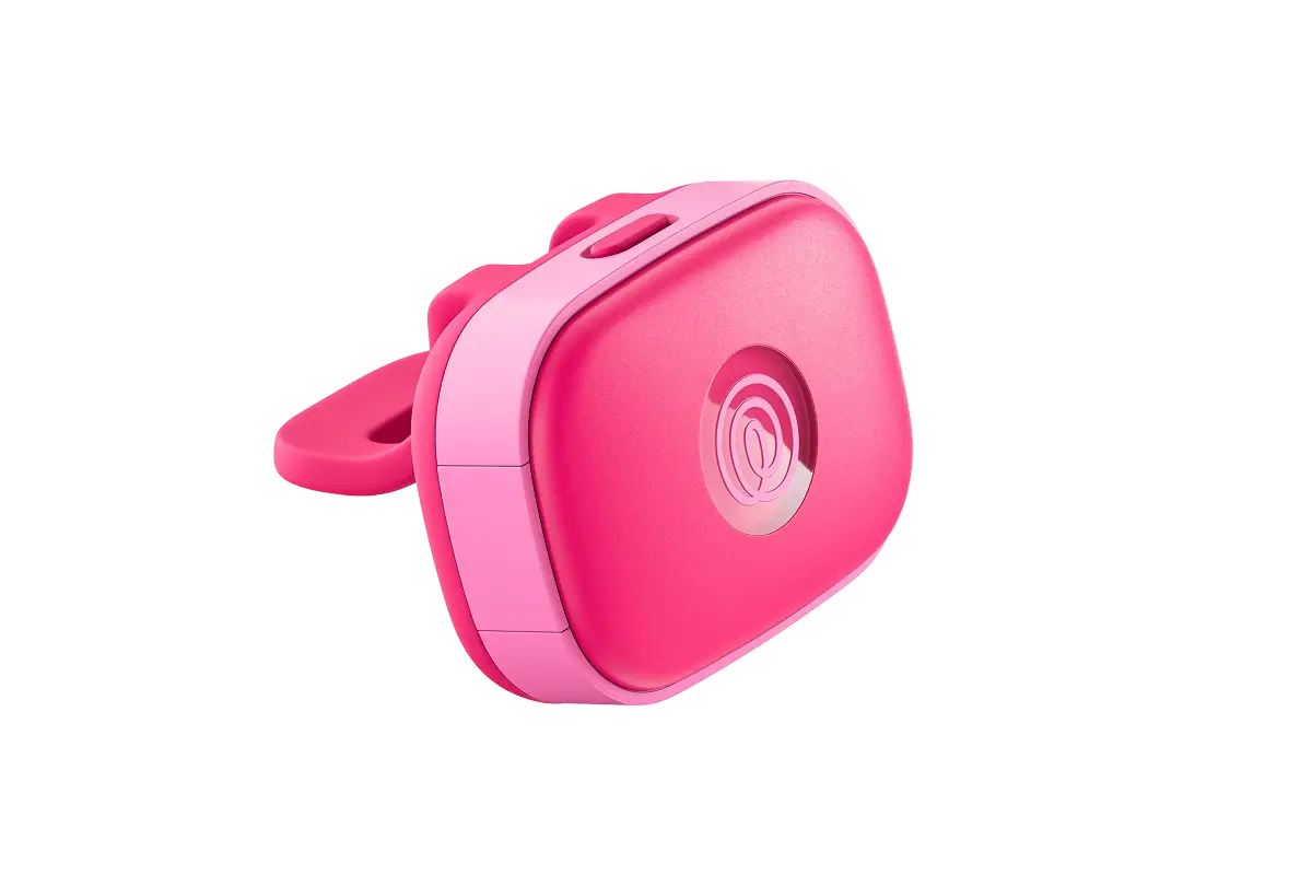 Image of angled Side of Pink Punch GPS Tracker