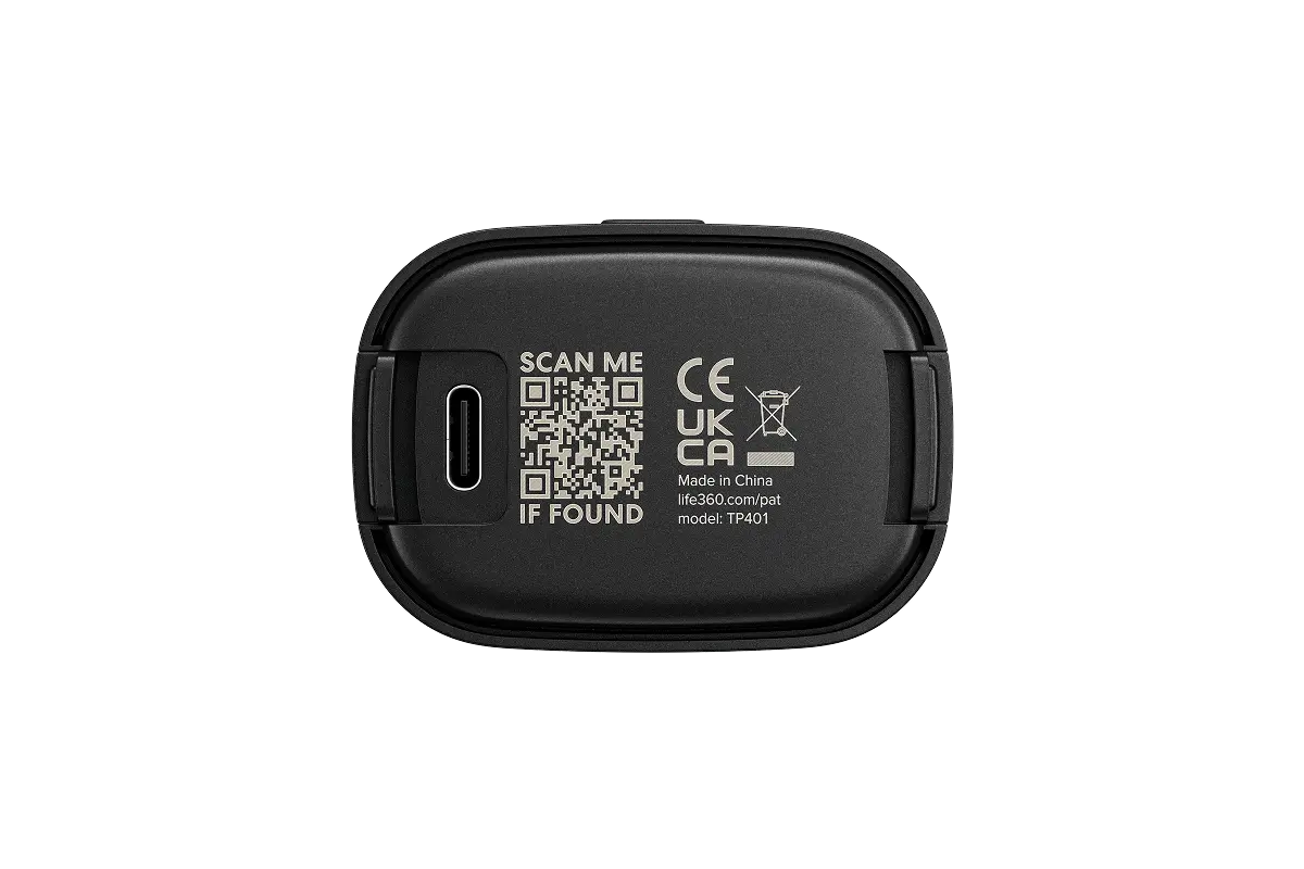 Image of back of Black GPS Tracker