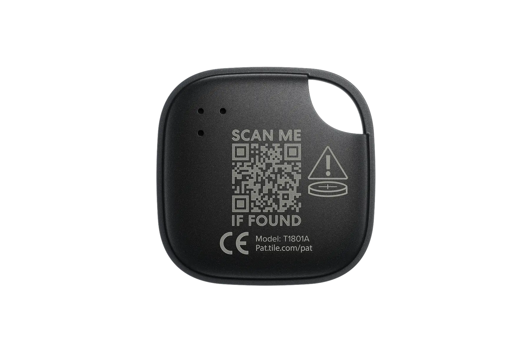 A back-facing image of a Life360 Tile - Black