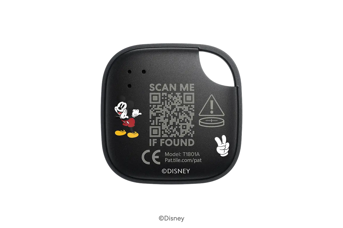 A back-facing image of a Life360 Tile - Mickey Mouse