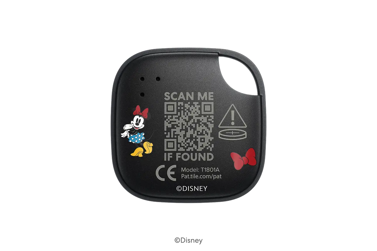 A back-facing image of a Life360 Tile - Minnie Mouse