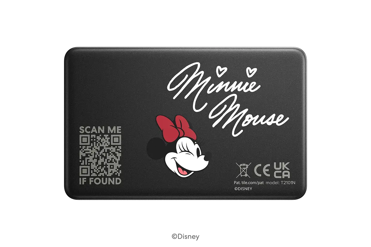 A back-facing image of a Life360 Tile Slim - Minnie Mouse