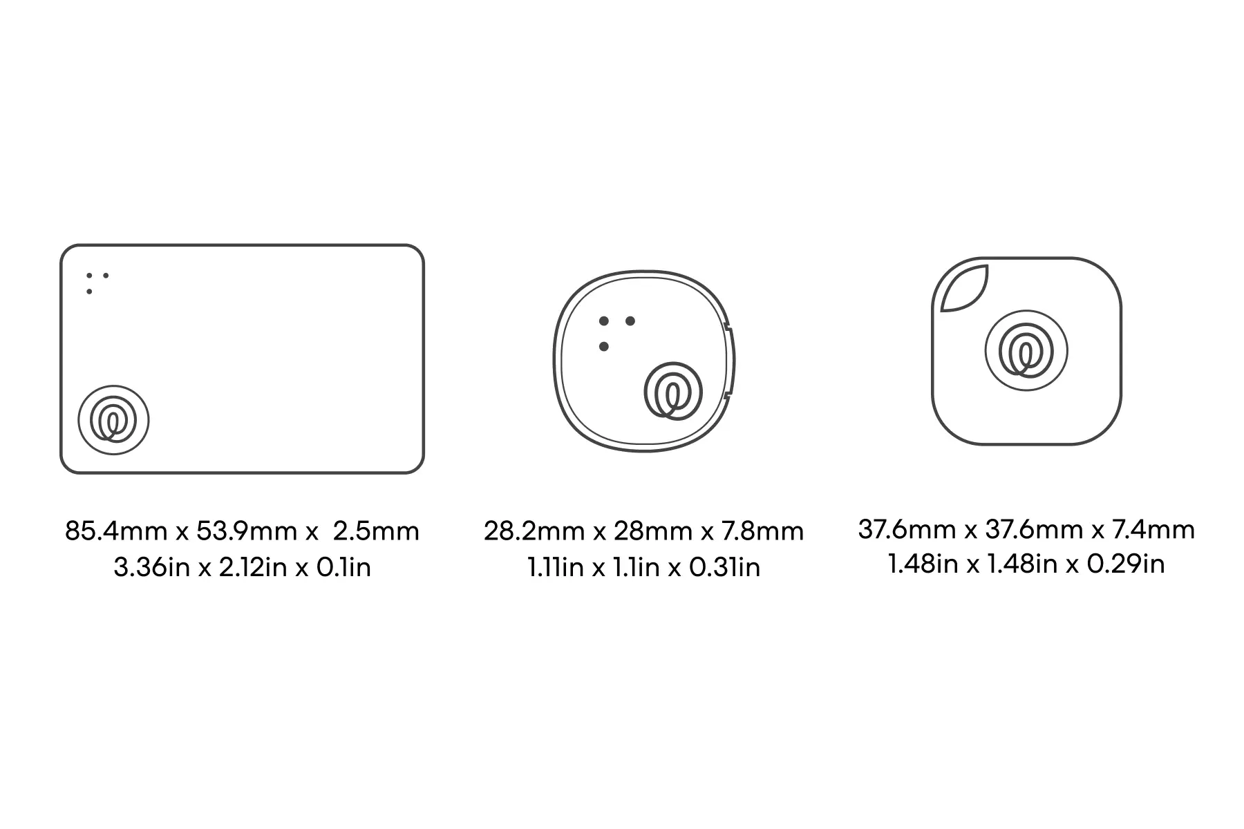 Dimensions of a Life360 Tile Essentials Pack