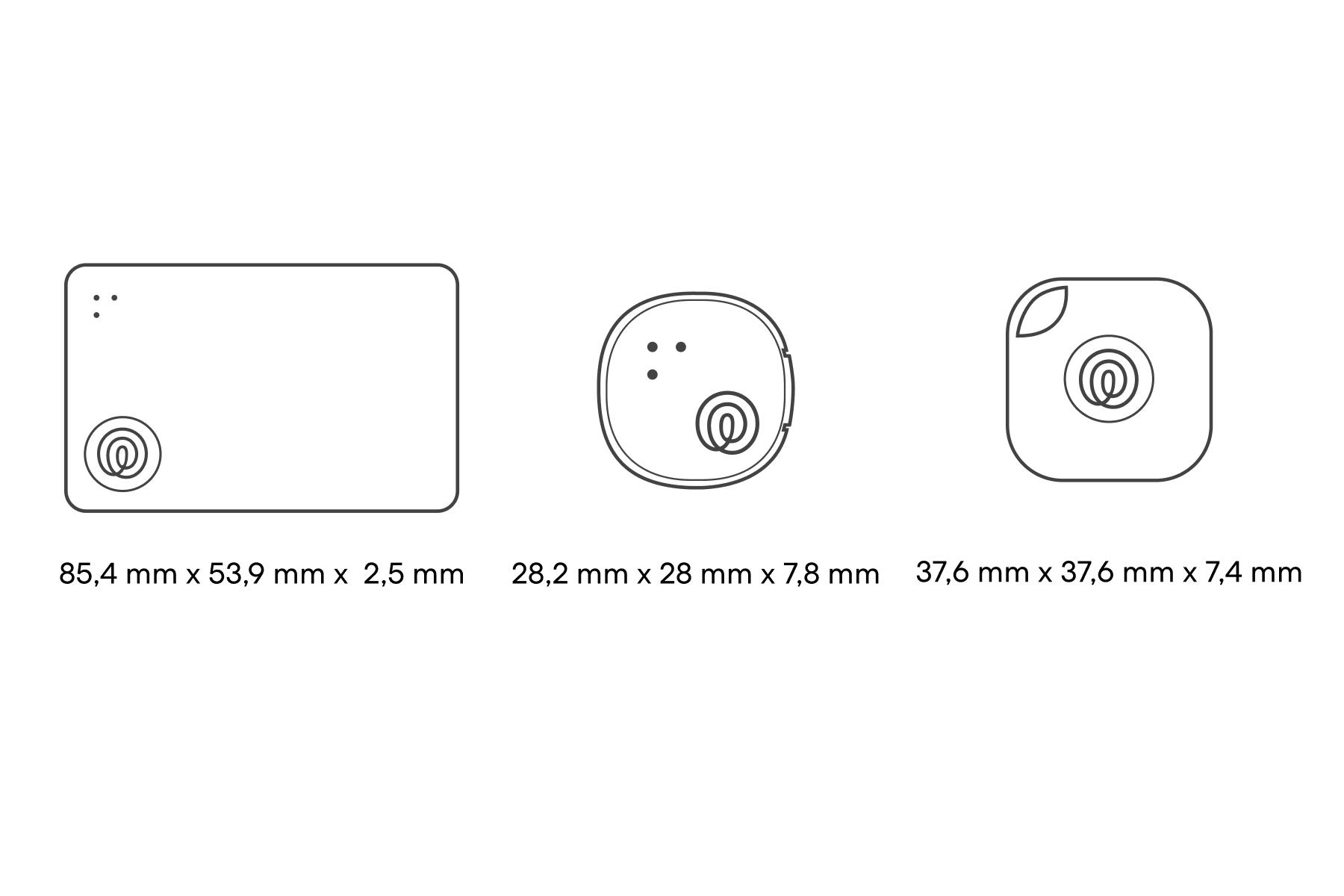 Dimensions of a Life360 Tile Essentials Pack