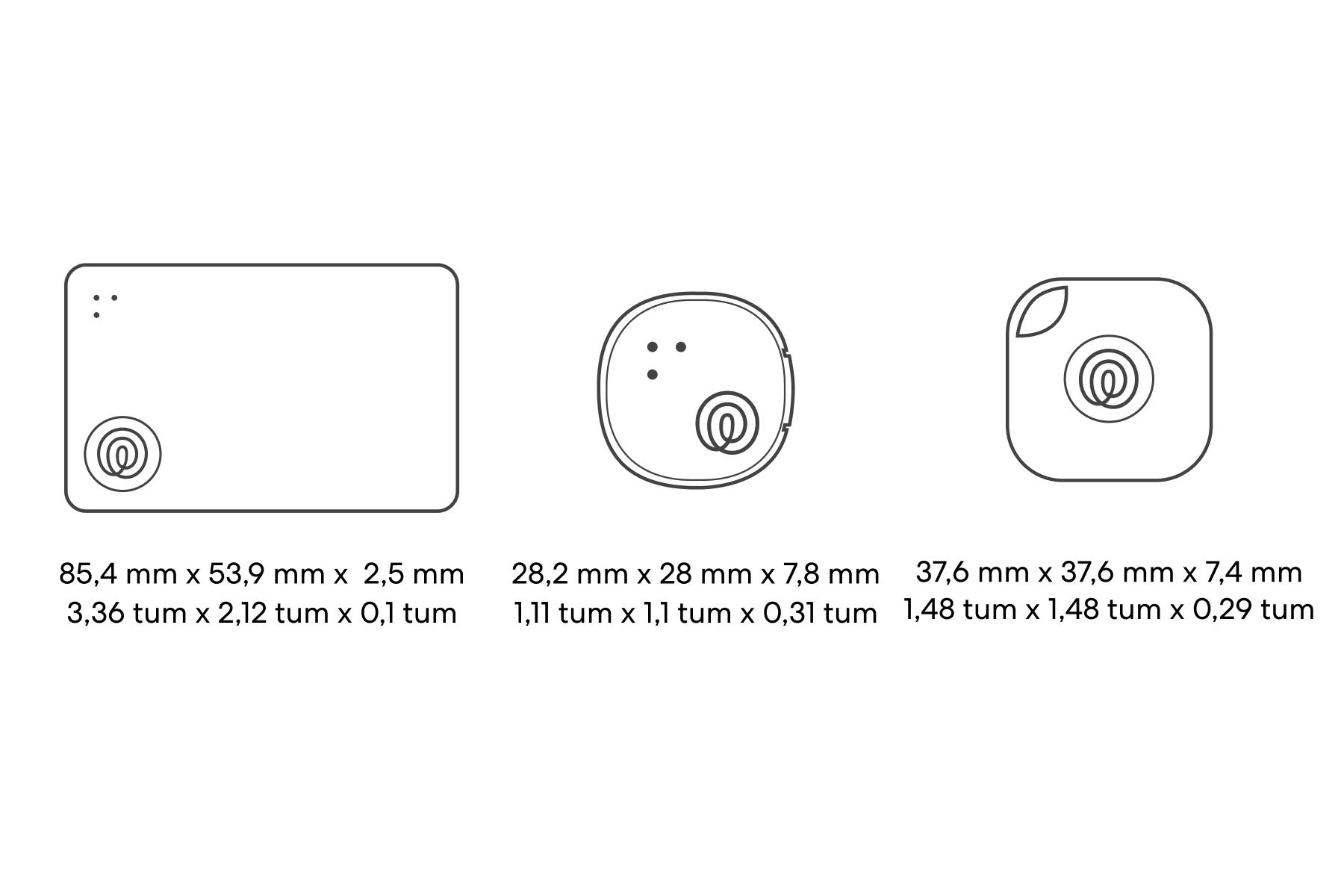 Dimensions of a Life360 Tile Essentials Pack