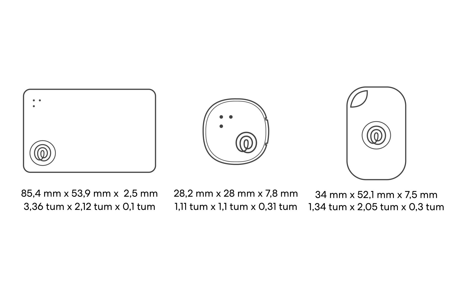 Dimensions of a Life360 Tile Pro Essentials Pack