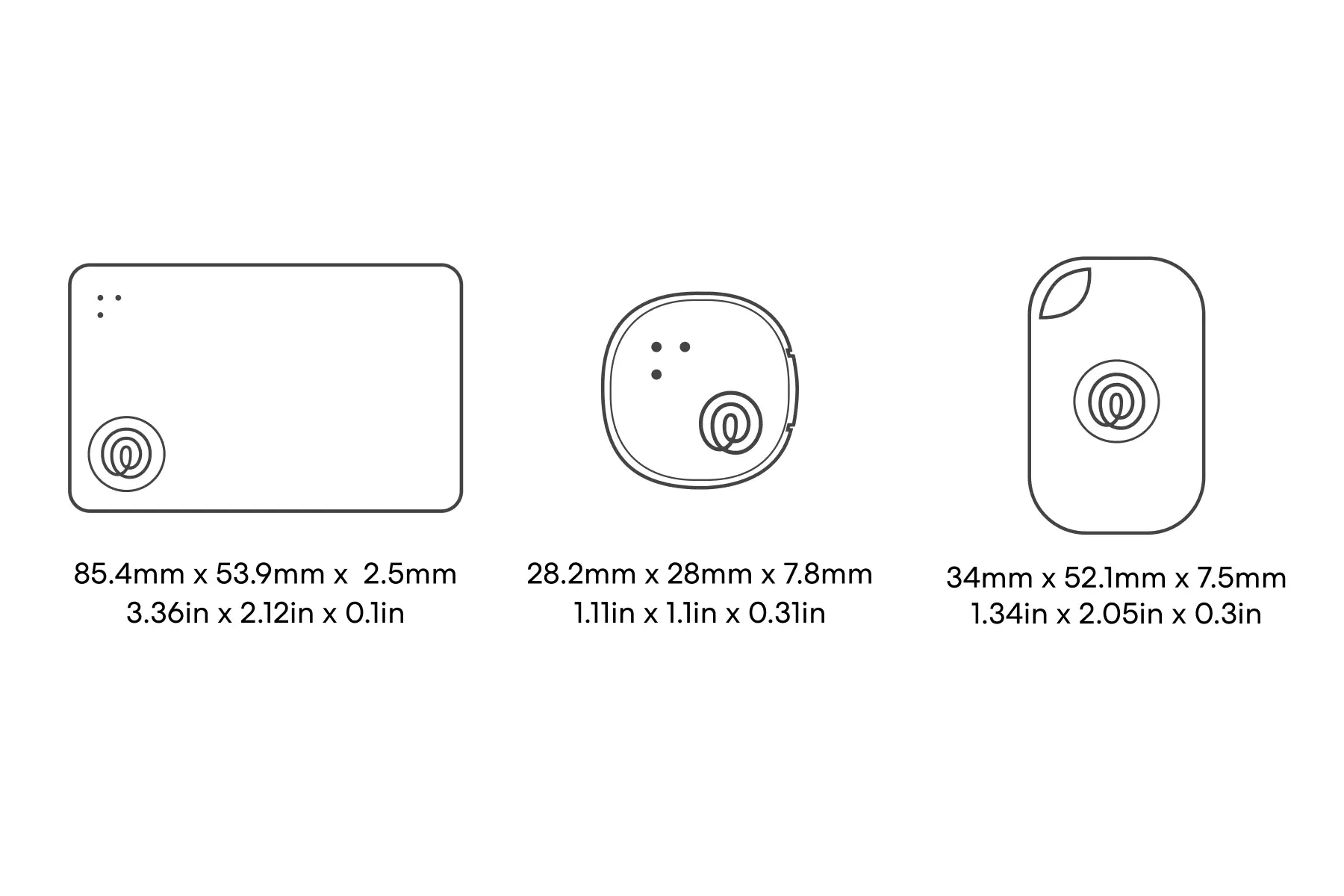Dimensions of a Life360 Tile Pro Essentials Pack