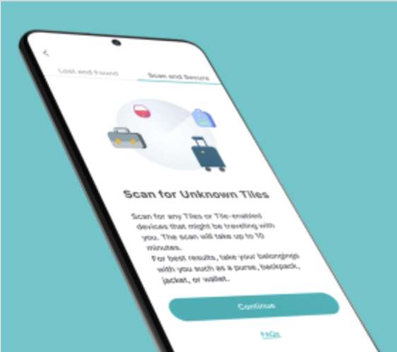 Tile Tracker's Scan & Secure feature on smartphone screen