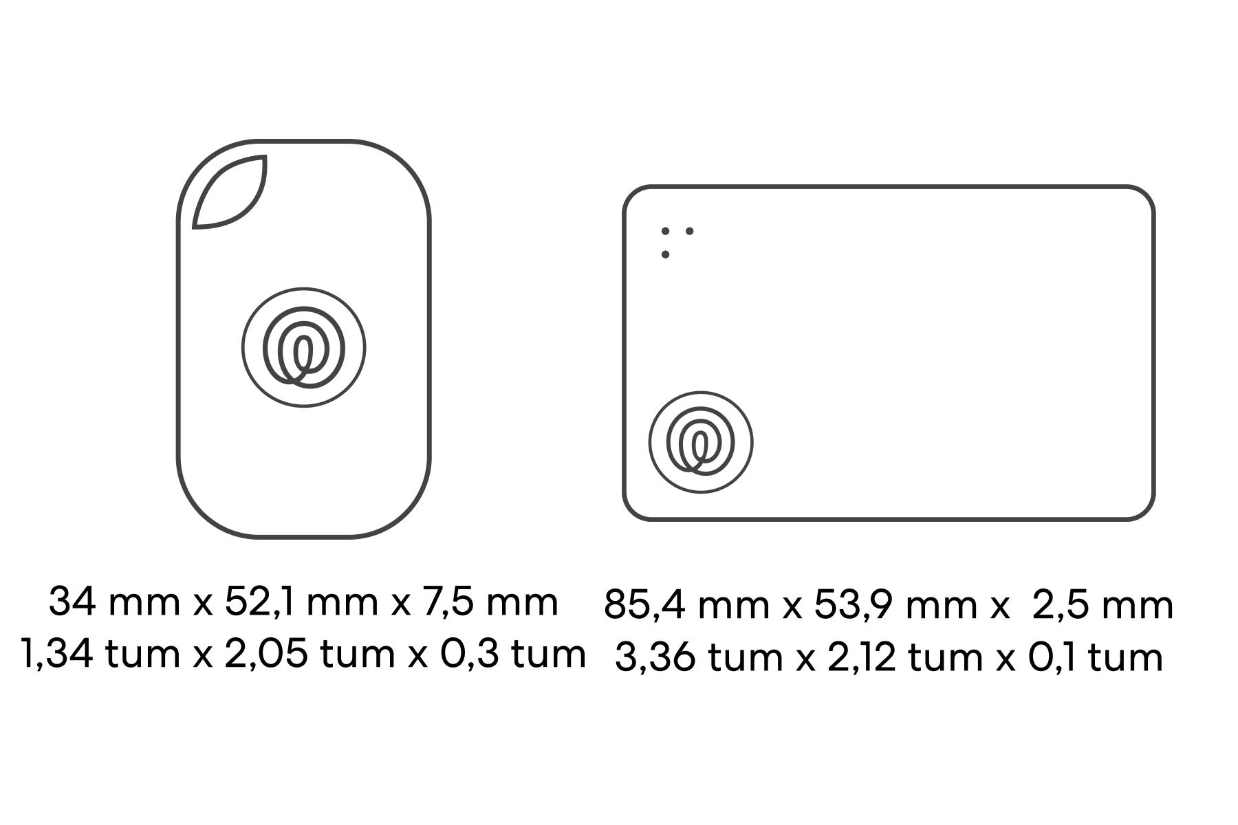 Dimensions of a Life360 Tile Performance Pack