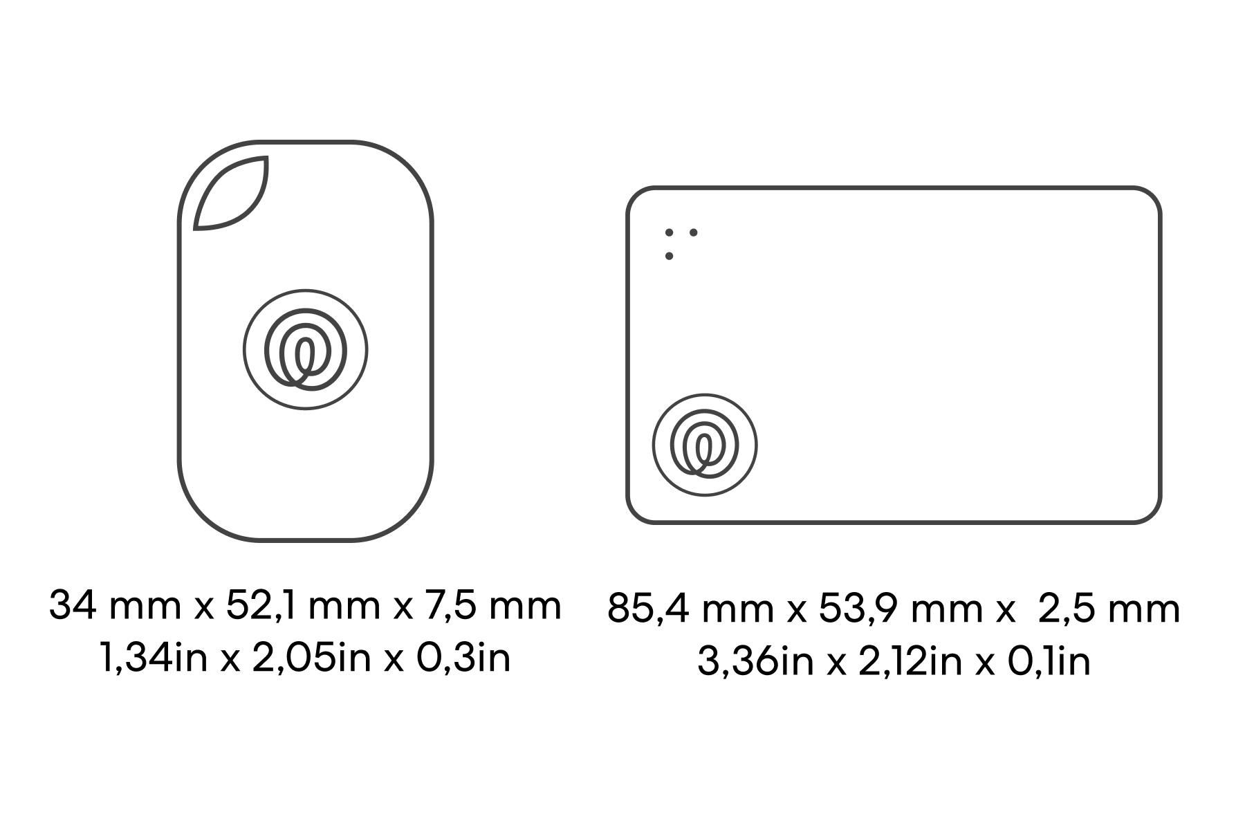 Dimensions of a Life360 Tile Performance Pack