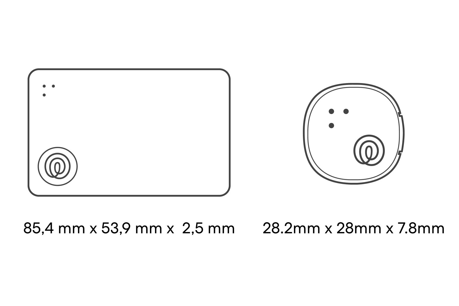 Dimensions of a Life360 Tile Slim + Sticker Pack