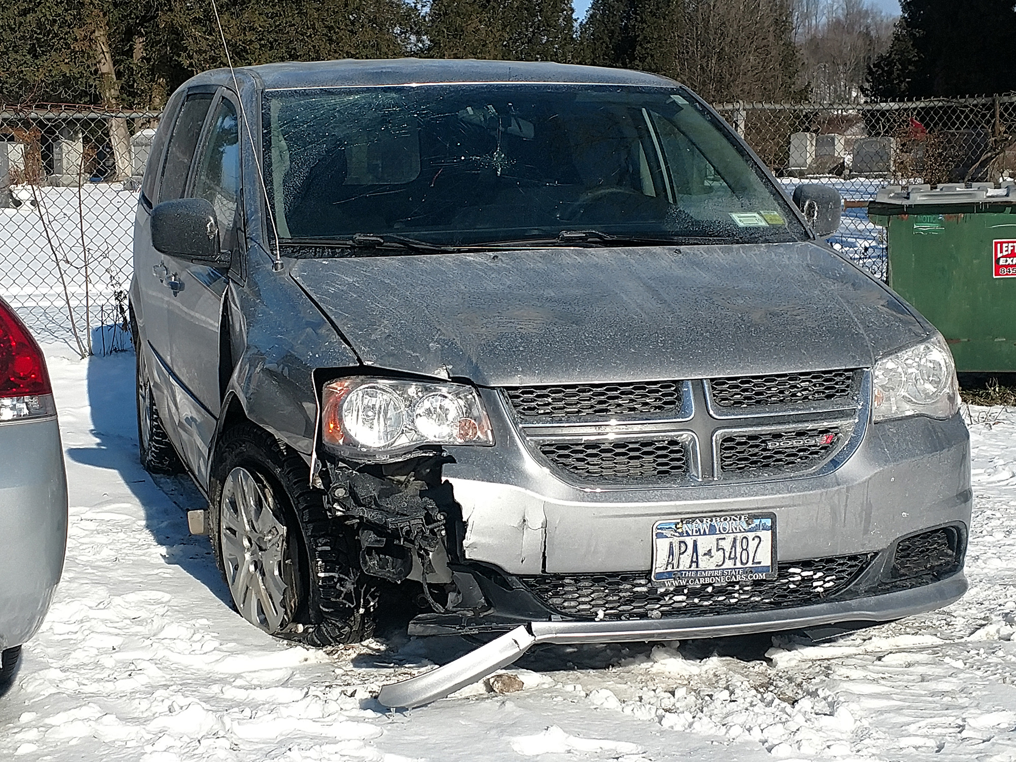 Car crashed in snow