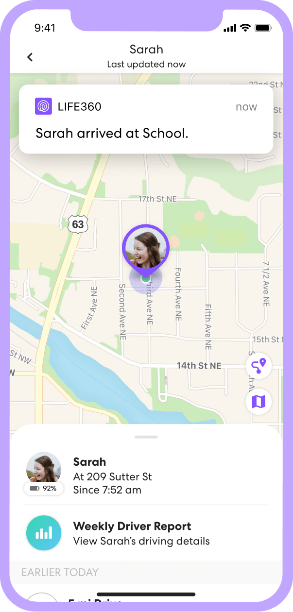 Life360 Place Alert notification on phone