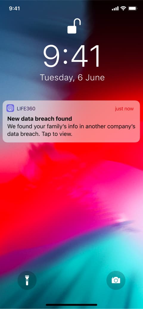 Life360 phone alert for data breach