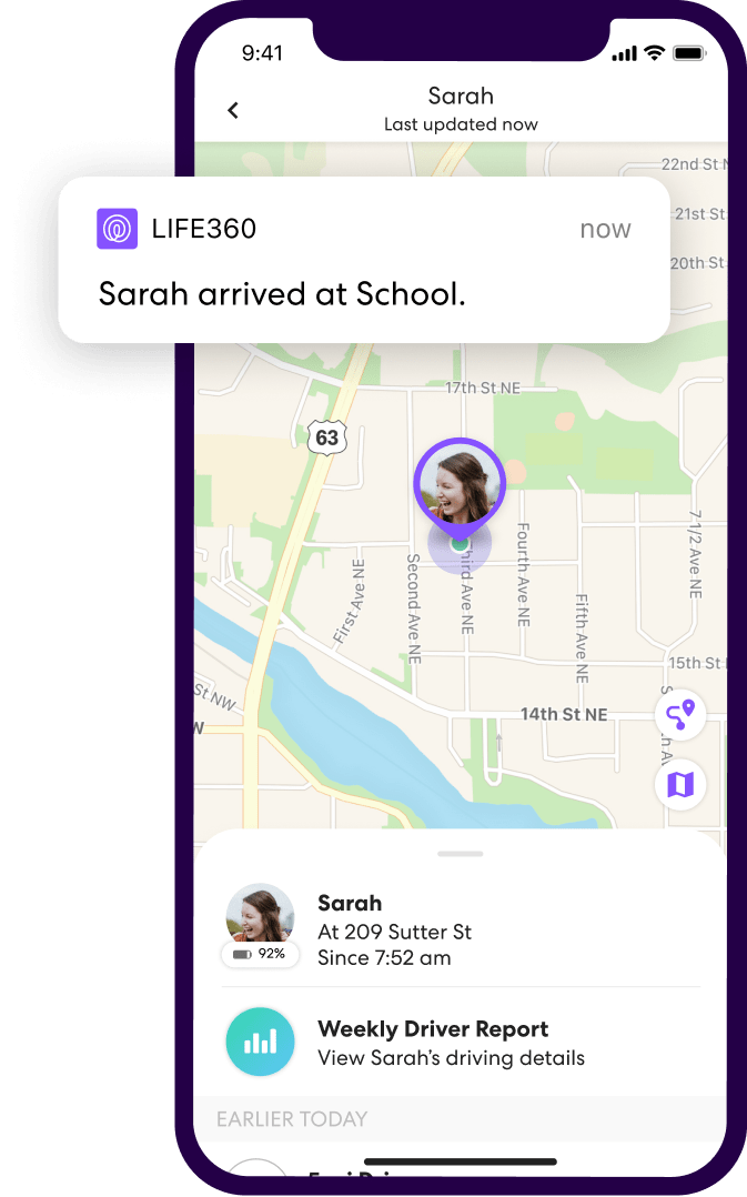 Life360 Place Alert notification on mobile phone