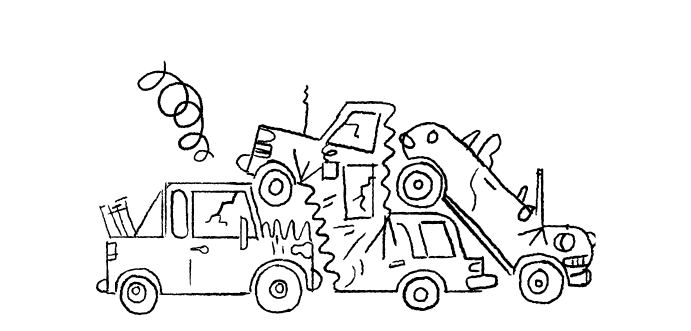 Illustration of pile up car accident