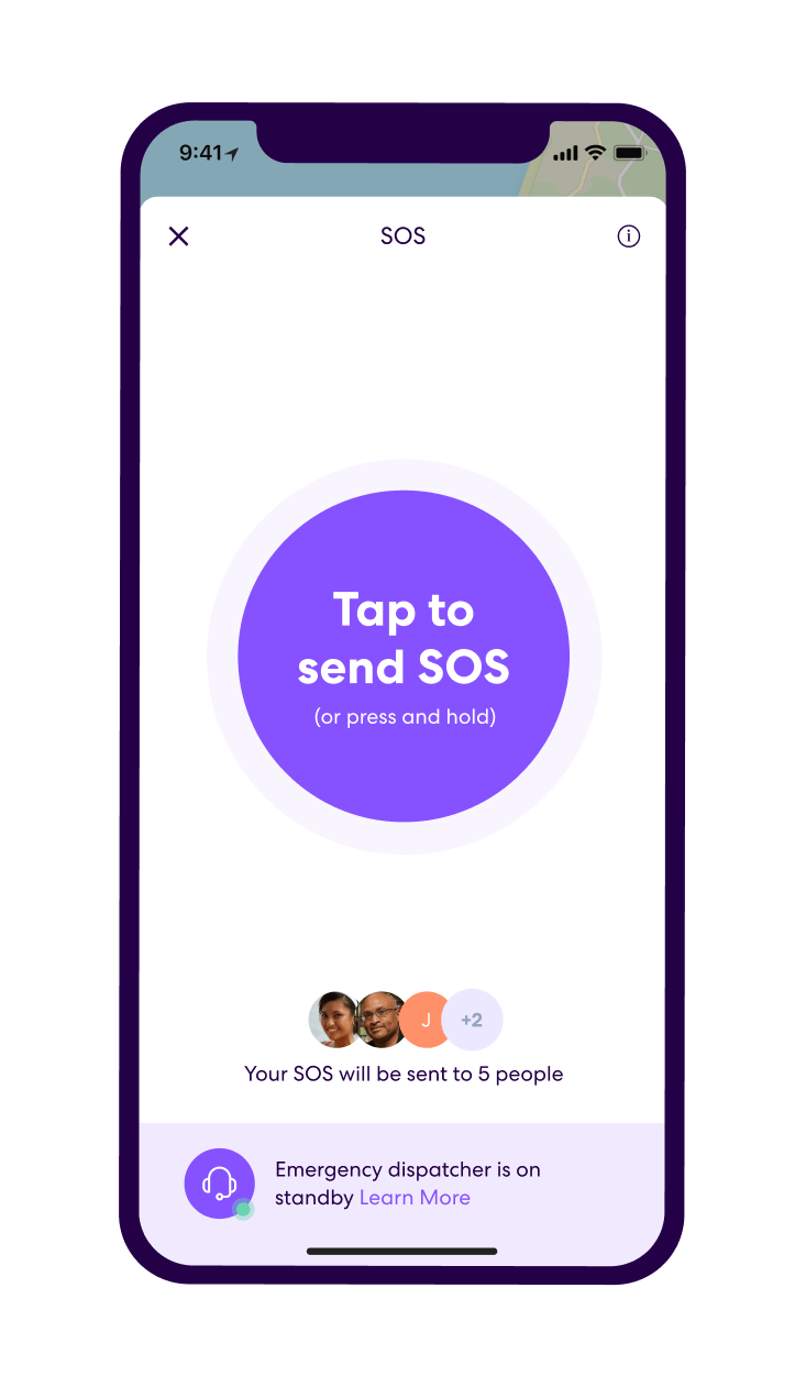 Life360 app showing SOS feature