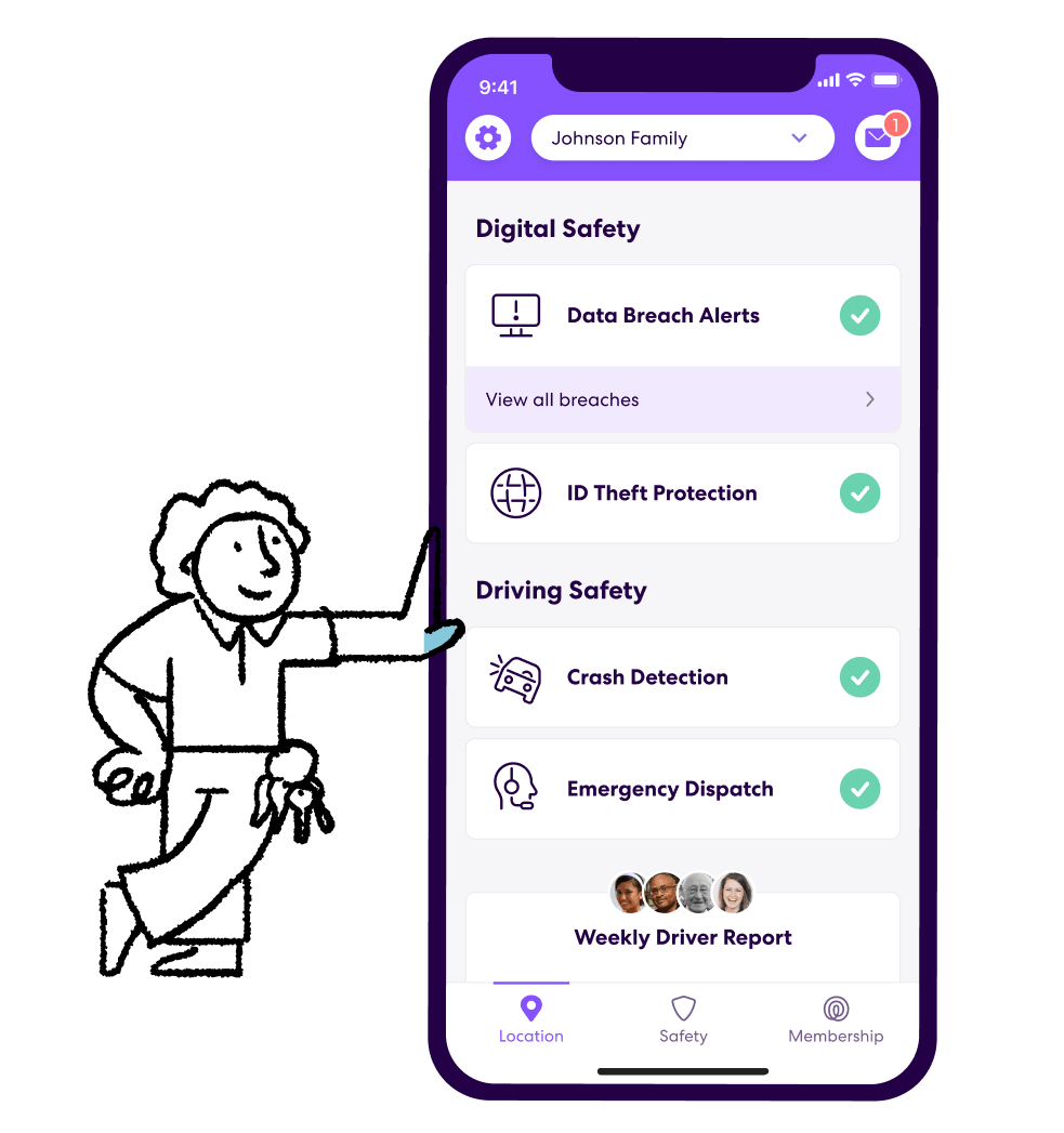Life360 safety tab with illustrated person