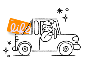 Illustration of person in a pickup truck wiht a Life360 gold card in the bed