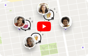 YouTube video preview showing people and items on Life360 map